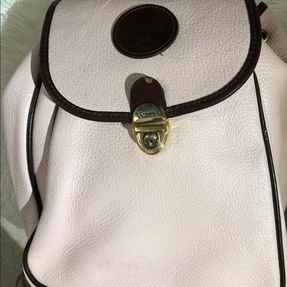 Valentina Made in italy pink leather backpack